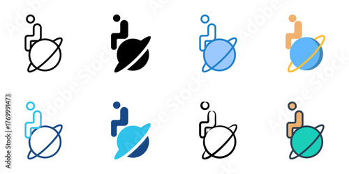 Loneliness icon set multiple style collection 
