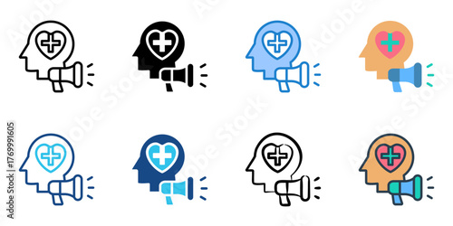 Mental Health Campaigns icon set multiple style collection 
