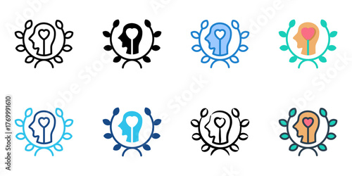 Mental Health Advocacy Organizations icon set multiple style collection 
