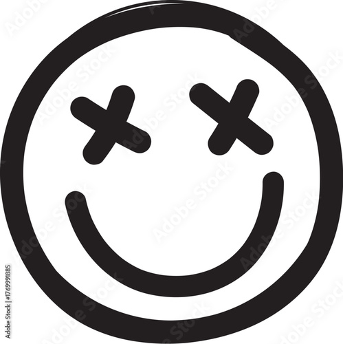 Cute Hand-Drawn Smiling Face Illustration – Adorable Decorative Doodle Pattern