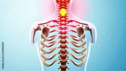 Anatomical Illustration of Lower Back Joint Pain. Joint Pain in the Human Body. The bones and joints are shown in bright and colorful detail.