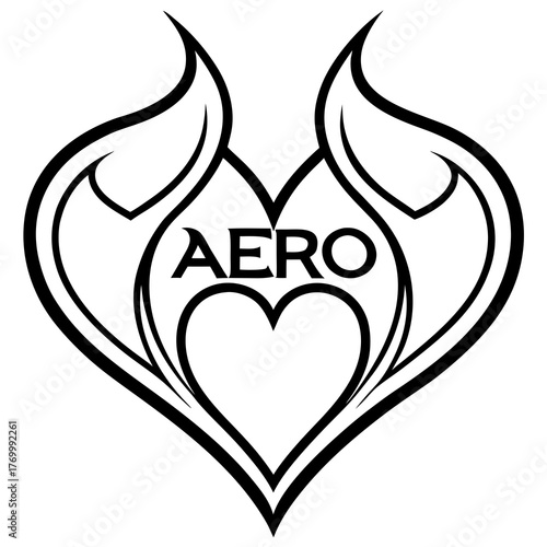 Aero flame heart on white background