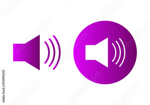 Gradient Purple Volume Sound Flat Colored Illustration for Audio and Media Control Concept