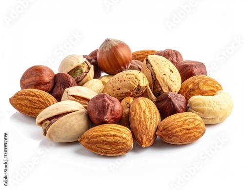 Mixed Nuts Variety Assortment on White Background