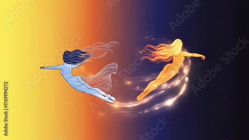 Sun and Moon Embrace - A Celestial Dance of Light and Shadow.