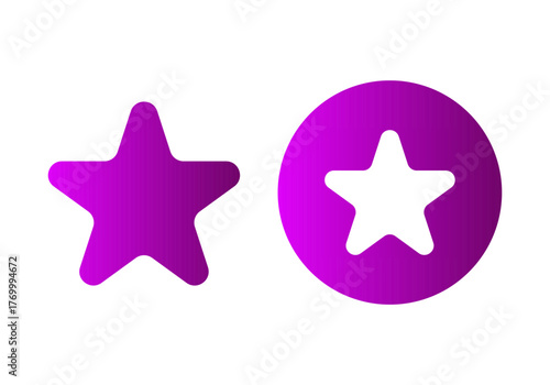 Gradient Purple Star Flat Colored Illustration for Favorite and Rating Concept