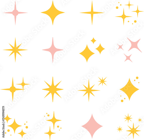 Hand drawn Sparkling star collection 2