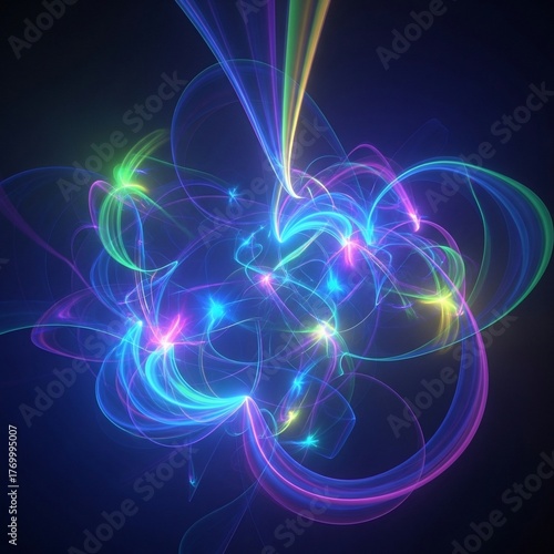Vibrant Abstract Light Trails and Energy Swirls.