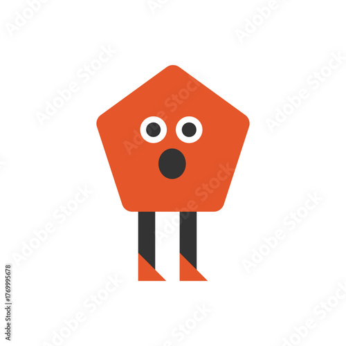 A happy orange hexagon character with smiling eyes. Great for geometric branding, kids vector art, and playful cartoon mascots.