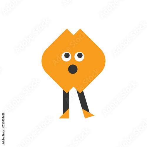 A happy orange diamond-shaped character with a big smiling mouth. Great for fun design collections, kids projects, and creative branding.