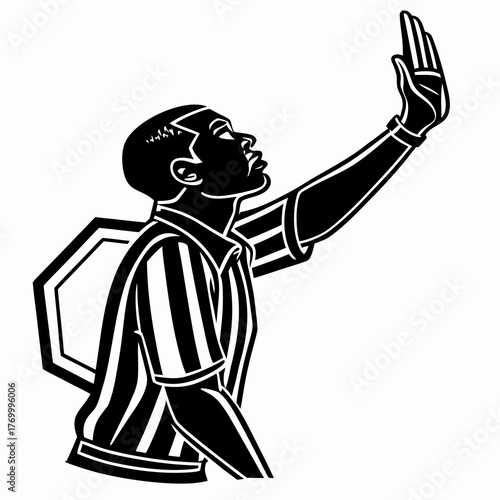 Referee Signaling a Call with Raised Hand official sports