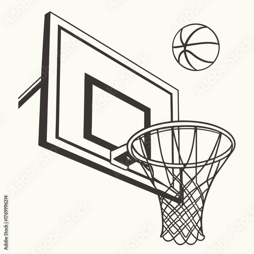 Basketball Hoop Backboard and Ball Outline Illustration vector