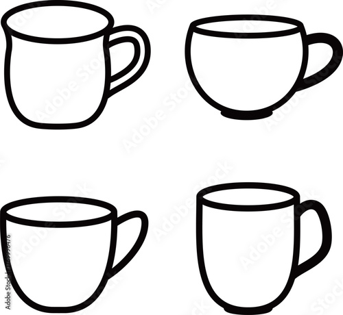シンプルな線のみのマグカップのイラストアイコン　Web　Adobe Illustrator Artwork