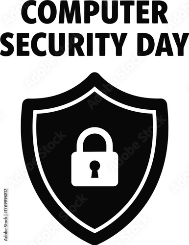 Computer security day with shield and padlock to raise awareness about online safety and data protection measures