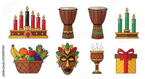 Festive Kwanzaa Elements Celebration & Cultural Iconography
