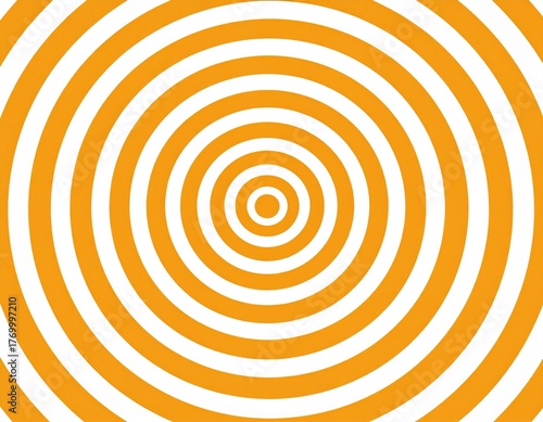 シンプルなオレンジ色の同心円　放射状　デザイン　スパイラル　渦巻き　放射線