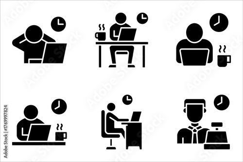 Part time job icon set. flexible schedule work icon, worker hours, vector illustration on white background