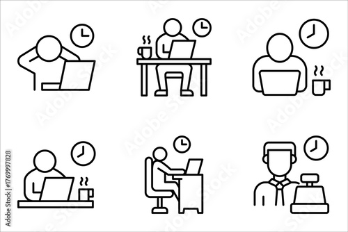 Part time job icon set. flexible schedule work icon, worker hours, vector illustration on white background