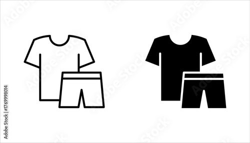 Pajamas icon set. Unisex pyjamas. Pants, shirt for sleep. Clothing for nighttime. vector illustration on white background