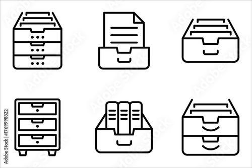 Archive Storage Icon set, Archive folders logo design. Document vector illustration on white background