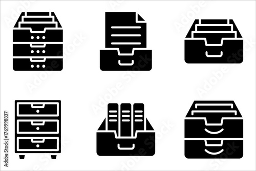 Archive Storage Icon set, Archive folders logo design. Document vector illustration on white background