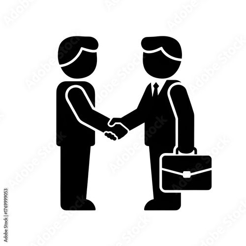 Two businessmen shaking hands with briefcase on transparent background handshake deal