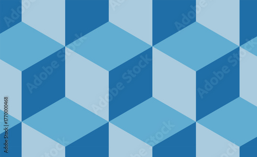 青いキューブパターン背景イラスト素材