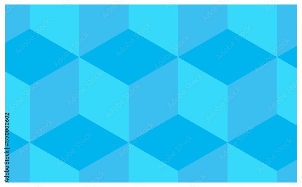 Fototapeta premium 水色の立方体パターン背景イラスト
