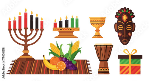 Kwanzaa Celebration Festive Elements and Cultural Symbols