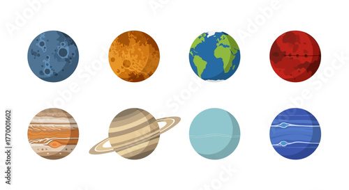 Solar System Planets A Colorful Vector Illustration. Vector Illustrations. EPS Editable