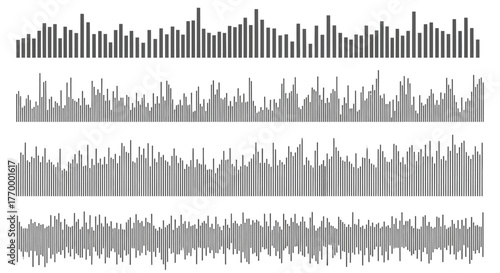 Sound Wave Visualizations A Comparative Analysis of Audio Signals. Vector Illustrations. EPS Editable