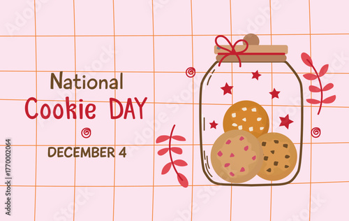 National Cookie Day on 4 december with chilly pepper card banner invitation poster