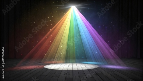 Dramatic Rainbow Spotlight with Vivid Color Beam Effect