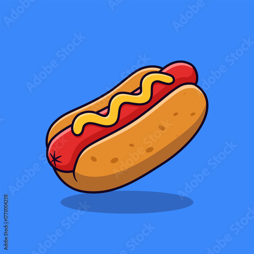 Delicious Hot Dog Illustration. Fast Food Icon Vector