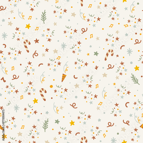 Colorful Christmas confetti seamless pattern