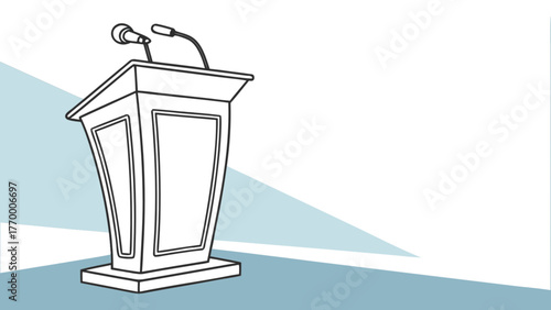Illustration of a podium with microphones, perfect for speeches, presentations, or public speaking events