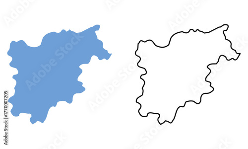 Trentino-Alto Adige Region of Italy map vector illustration. Map with detailed outlines and blue silhouettes