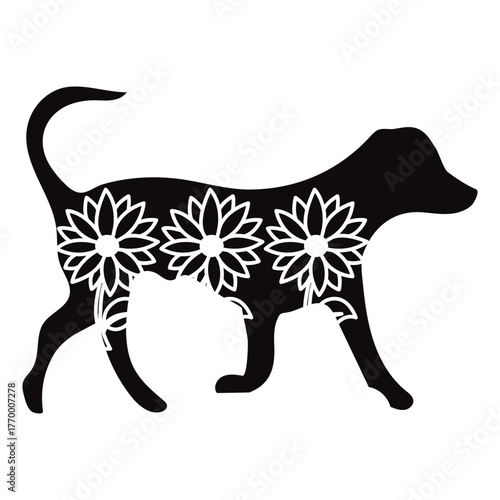 Flower Dog Animal SVG Vector