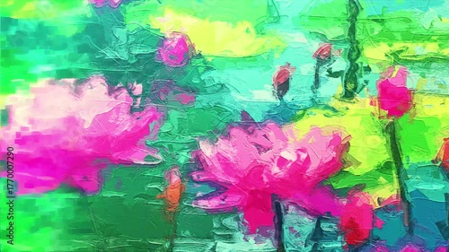 Various oil paintings, flowers, lake scenery, chrysanthemums, mountainous areas, lotus flowers, lotus leaves, forests, roses, peonies, flowers