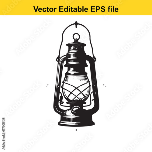 Vintage kerosene lantern illustration