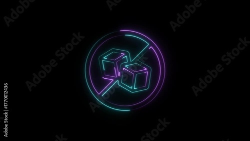 Wallpaper Mural Animated no sugar symbol neon glowing in blue and pink on a black background in 4k Torontodigital.ca