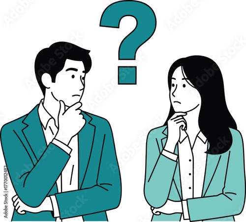 Business people thinking question mark problem solving illustration