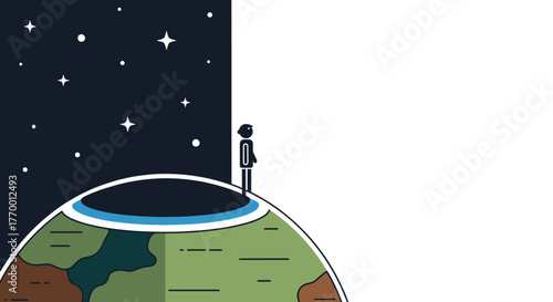 Individual contemplating existence. Perfect for surreal themes, deep thoughts, existential crisis graphics, cosmic backgrounds, and philosophical concepts.