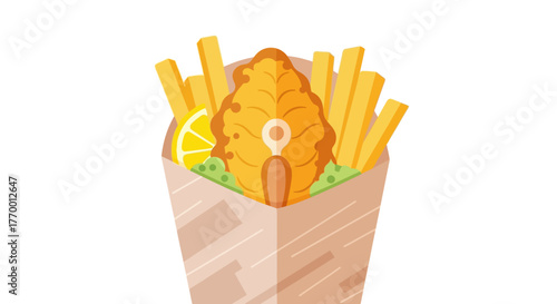 Fish and chips perfect for food blogs, restaurant menus, or social media posts showcasing delicious classic fast food dishes.