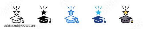 Graduation Cap Icon Set Multiple Style Collection