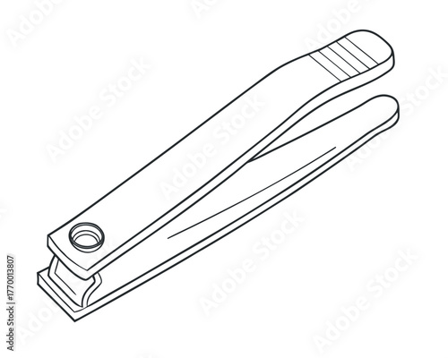 Minimal line art illustration of a nail cutter isolated on a white background
