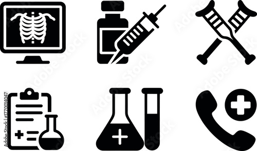Medical icons set set of six icons representing healthcare and science concepts vector