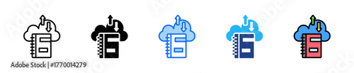 Notebook Cloud Icon Set Multiple Style Collection