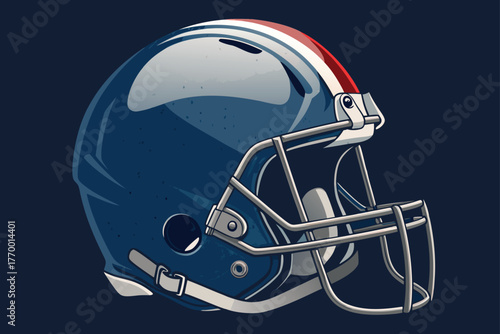 Angled close-up, football helmet visor reflection, intense game action, stadium lights, sports drama, digital art, ultrarealistic, vibrant colors.