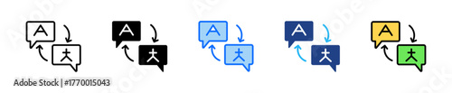 Language Translator Icon Set Multiple Style Collection